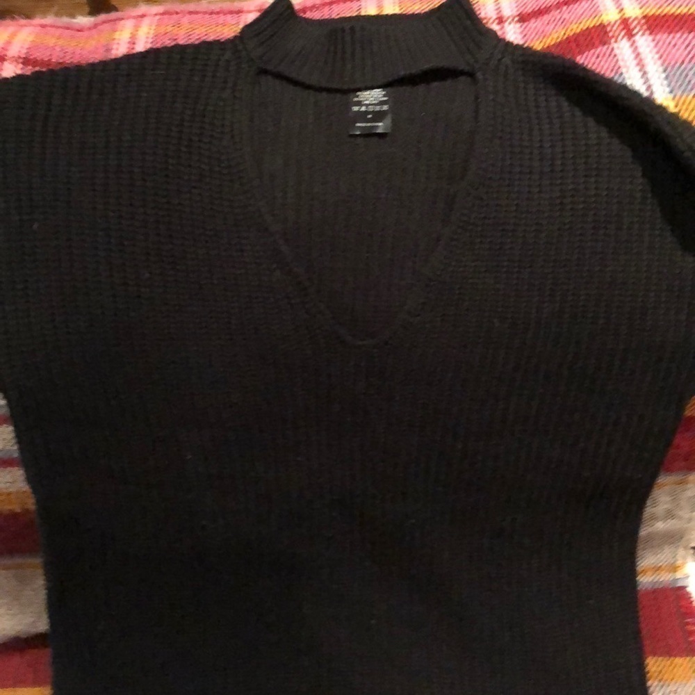 Jack & Jill black long sweater or dress with choker  collar cut out in M